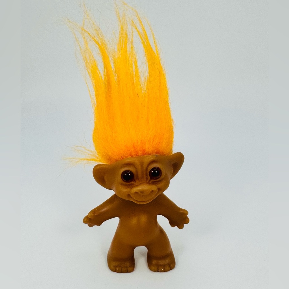 Vintage Uneeda Wishnik 3” Troll Doll with Orange hair